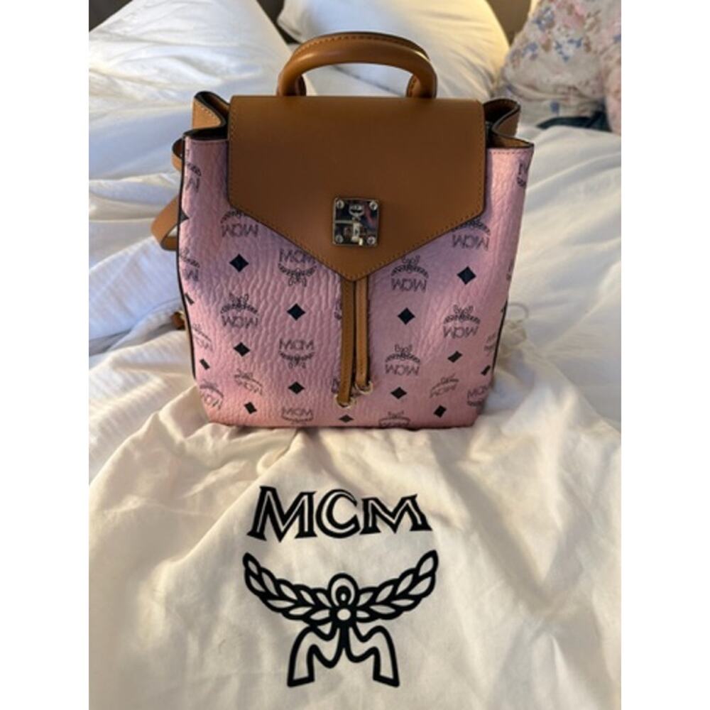 MCM Visetos Pink & Leather Backpack*Like New - Picture 3 of 8